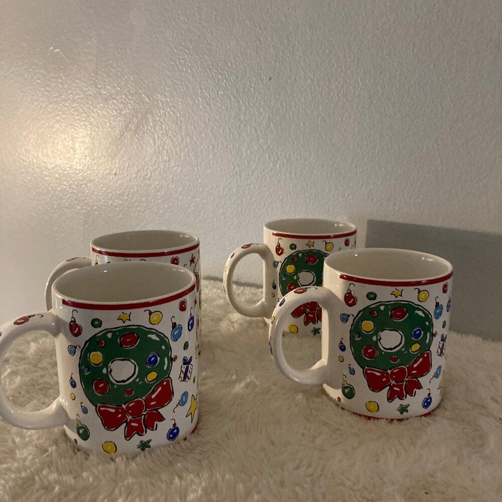 Block "Christmas Party" 8oz Christmas Mugs Set of (4)
